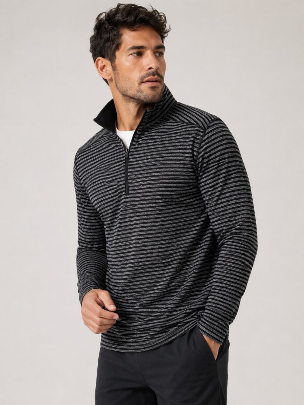 Lululemon Studio 1/2 Zip Rulu Long Sleeve Pullover Gray Black Men's Large
